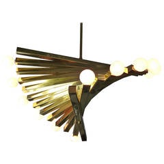 Mid-Century Modern Gaetano Sciolari Sculptural Brass Spiral Chandelier