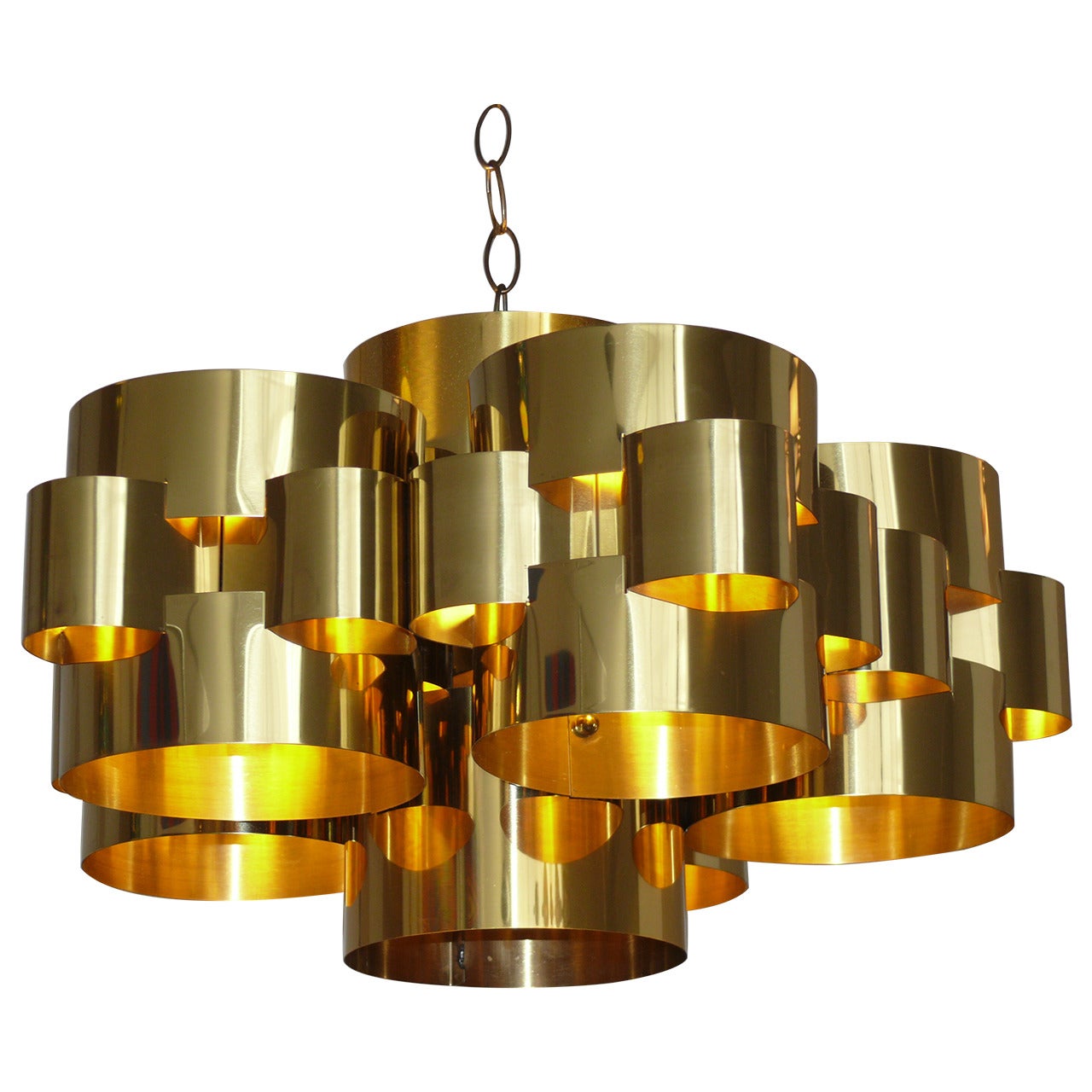1970s Polished Brass 'Cloud' Chandelier by Curtis Jere