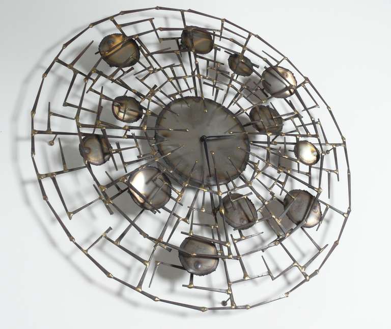 1960s Simmons Nail Art Wall Clock Sculpture