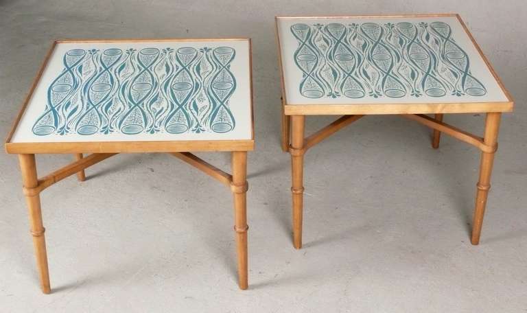 Beautiful pair of side tables designed by John Van Koert as part of his 