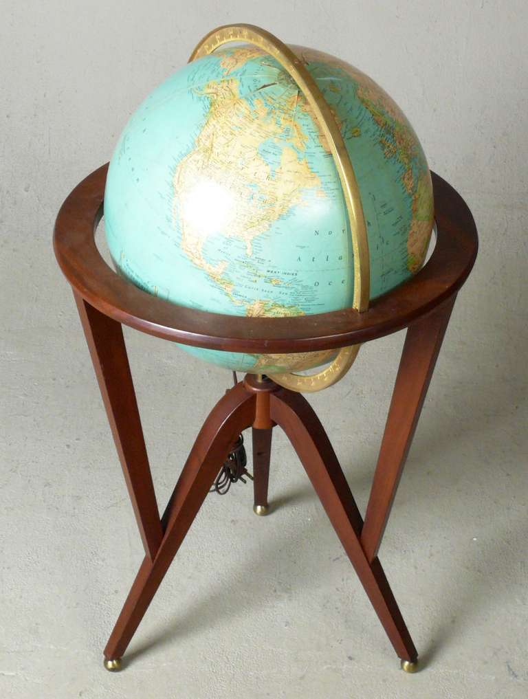 Mid-Century Modern Edward Wormley Illuminated Terrestrial Globe for Dunbar