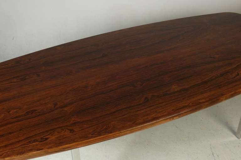 Dunbar Rosewood and Stainless Dining Table or Desk For Sale 1