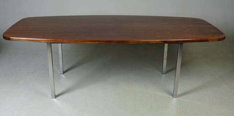 American Dunbar Rosewood and Stainless Dining Table or Desk For Sale