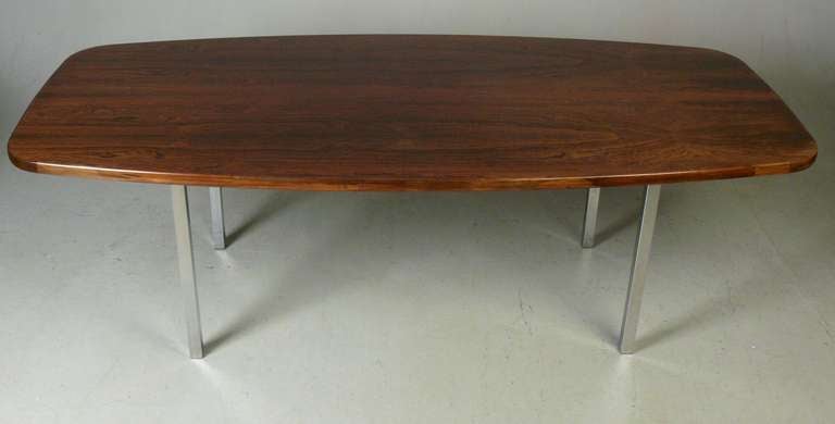 Dunbar Rosewood and Stainless Dining Table or Desk For Sale 4