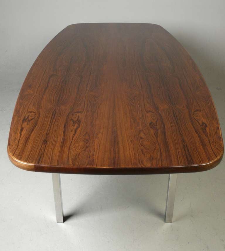 Dunbar Rosewood and Stainless Dining Table or Desk For Sale 3