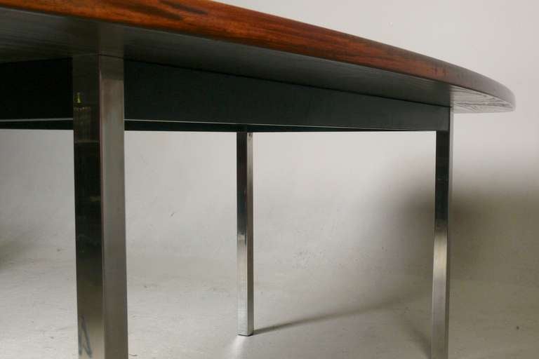 Dunbar Rosewood and Stainless Dining Table or Desk For Sale 2