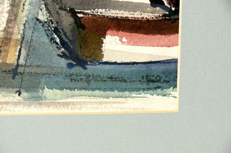 Mid-20th Century Dynamic Watercolor by E. Keith McPheeters, 1951 For Sale