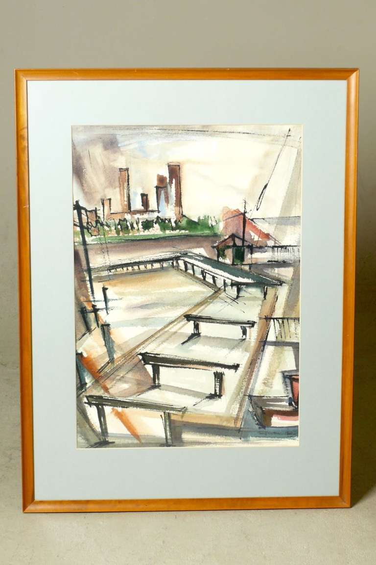 Dynamic Watercolor by E. Keith McPheeters, 1951 For Sale 1