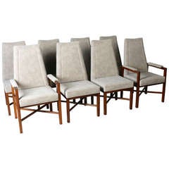 Set of 8 Dunbar Rosewood & Suede Dining Chairs