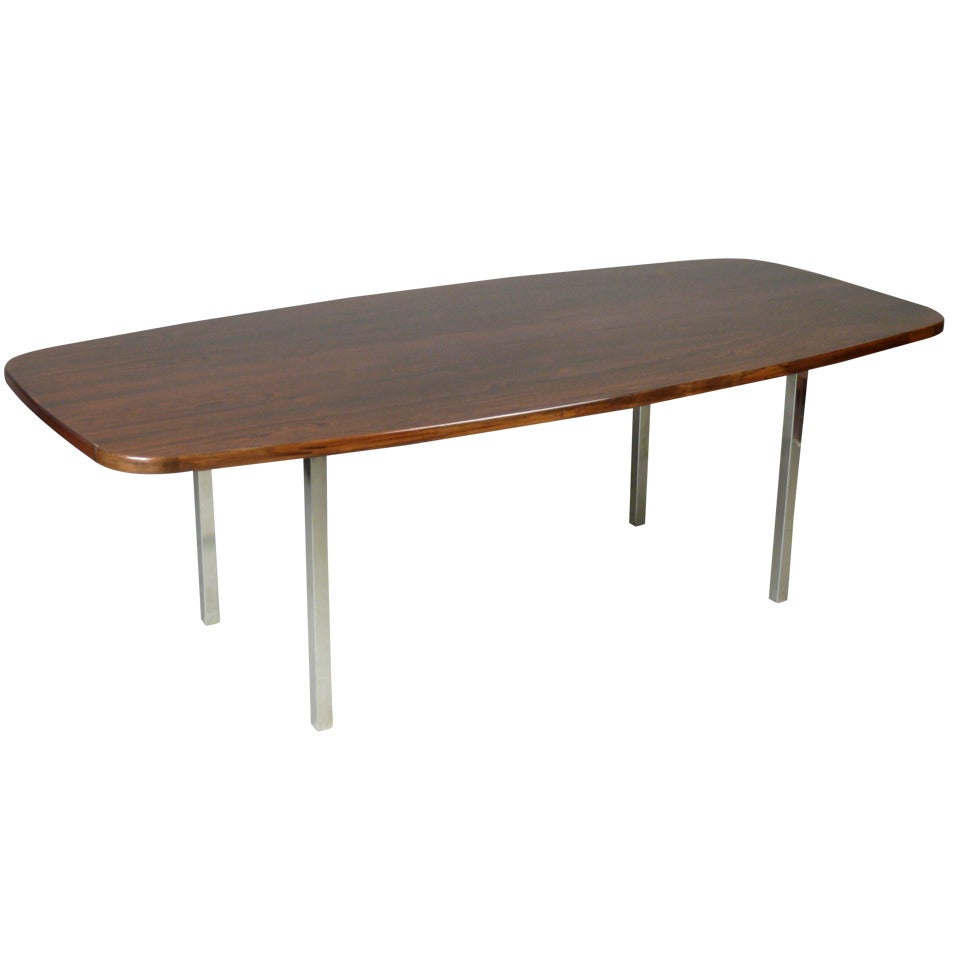 Dunbar Rosewood and Stainless Dining Table or Desk For Sale