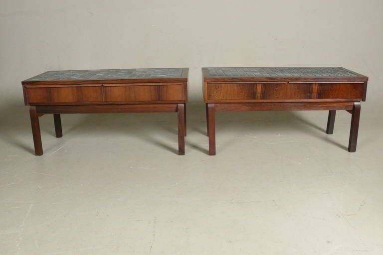 Pair of Rosewood Table Benches from Denmark In Excellent Condition In Atlanta, GA