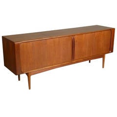 Teak Tambour Door Credenza