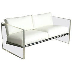 Milo Baughman Lucite Frame Settee