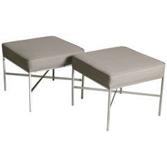 Pair of Chrome "X" Base Benches or Stools