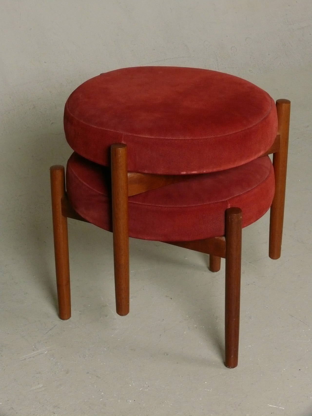 Tripod Style Danish Teak Foot Stools 1