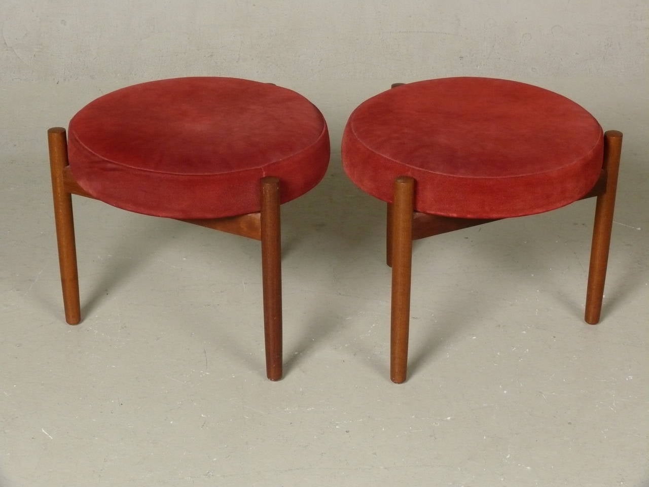 Mid-Century Modern Tripod Style Danish Teak Foot Stools