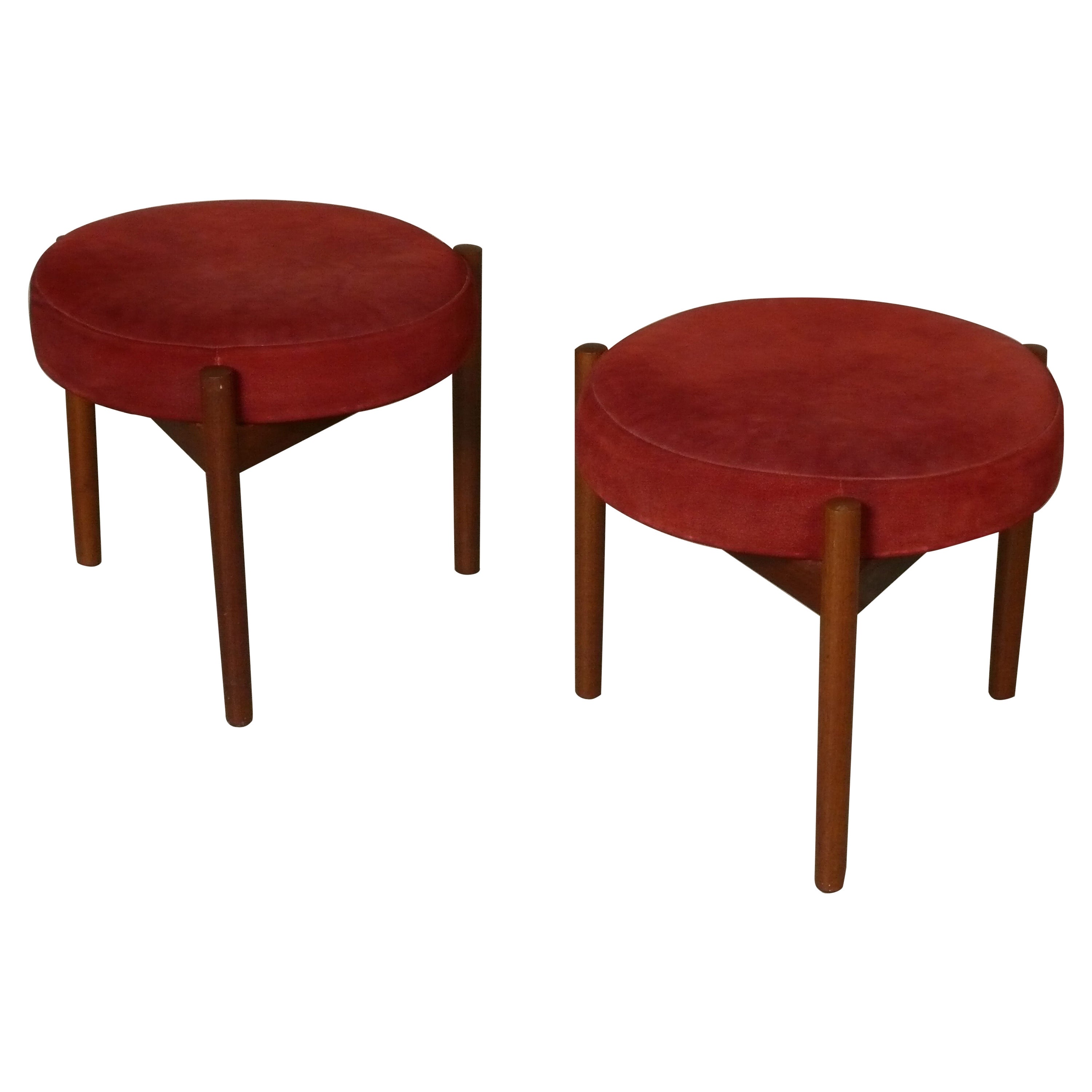 Tripod Style Danish Teak Foot Stools