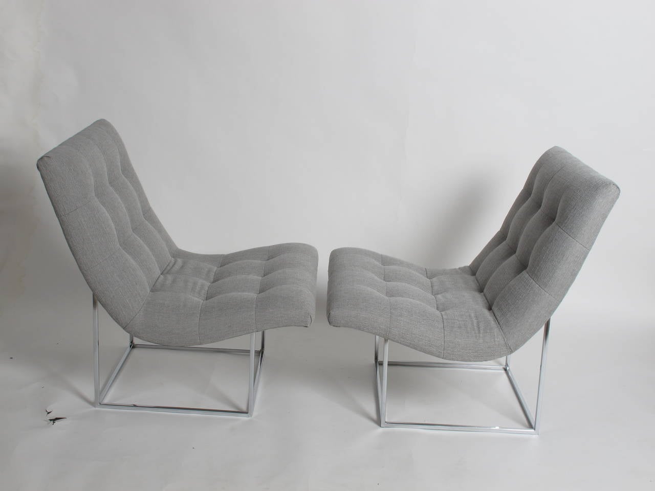 Late 20th Century Pair of Milo Baughman Scoop Lounge Chairs