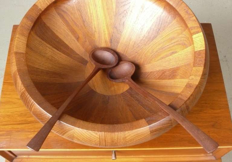 Large 1960's Teak Salad Bowl & Rare Servers By Dansk 1
