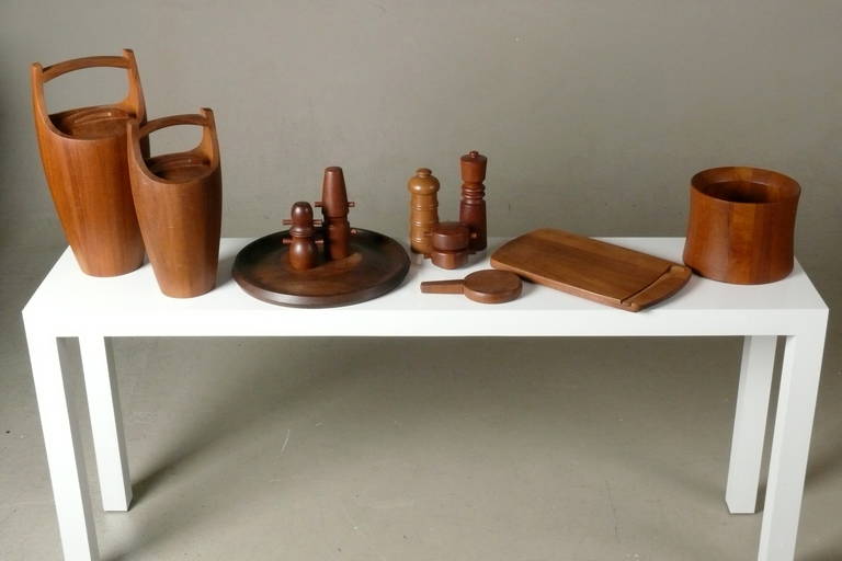 Danish Large Collection of Jens Quistgaard for Dansk Teak Serveware and Pepper Mills