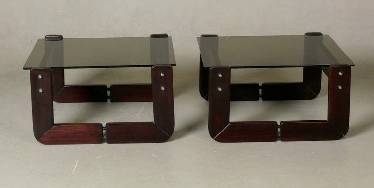 Brazilian Pair of 1970s Percival Lafer Rosewood Side Tables 