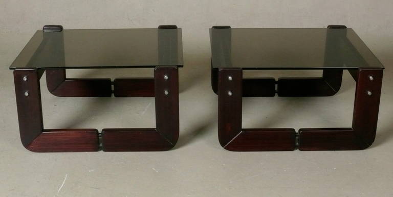 Pair of 1970s Percival Lafer Rosewood Side Tables  In Excellent Condition In Atlanta, GA