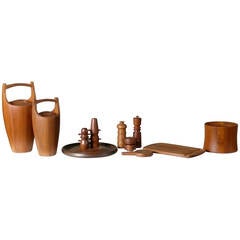 Vintage Large Collection of Jens Quistgaard for Dansk Teak Serveware and Pepper Mills