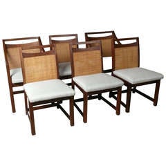 Walnut and Cane Dining Chairs, 1960s