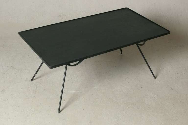 American George Nelson Iron & Slate Coffee Table for Arbuck