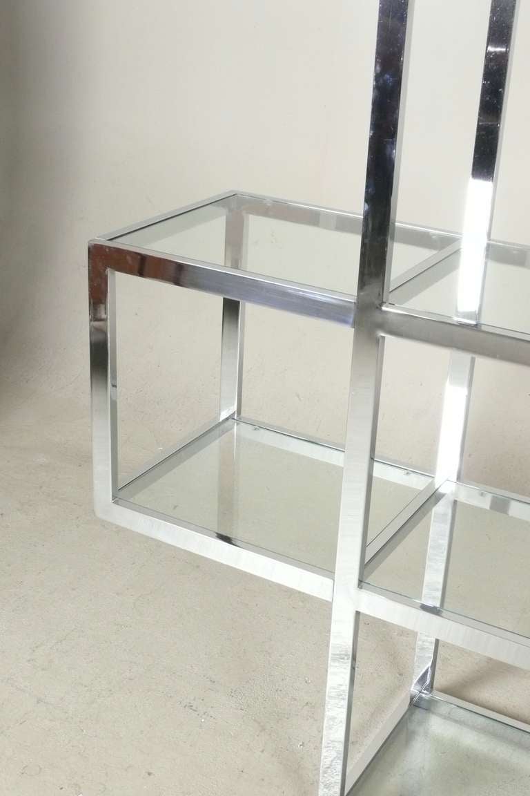 1970's Asymmetrical Chrome Room Divider/ Etagere In Excellent Condition In Atlanta, GA