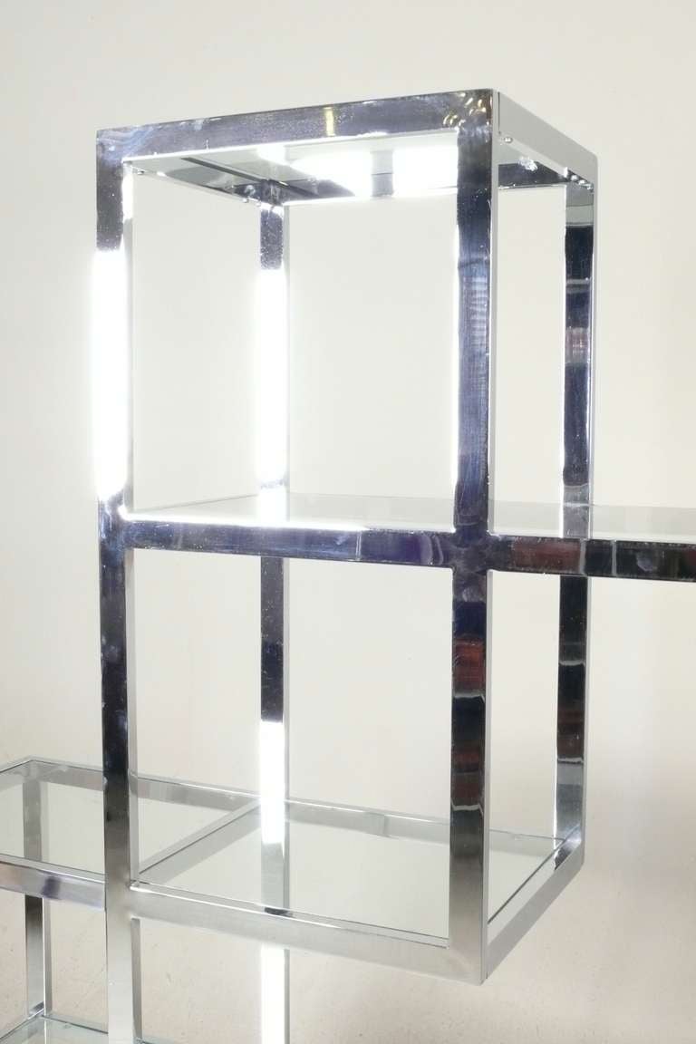 Late 20th Century 1970's Asymmetrical Chrome Room Divider/ Etagere