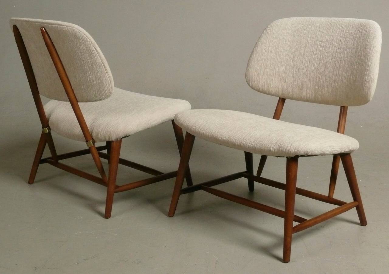Beech Pair of 1950s Alf Svensson Te Ve Chairs for Dux, Sweden