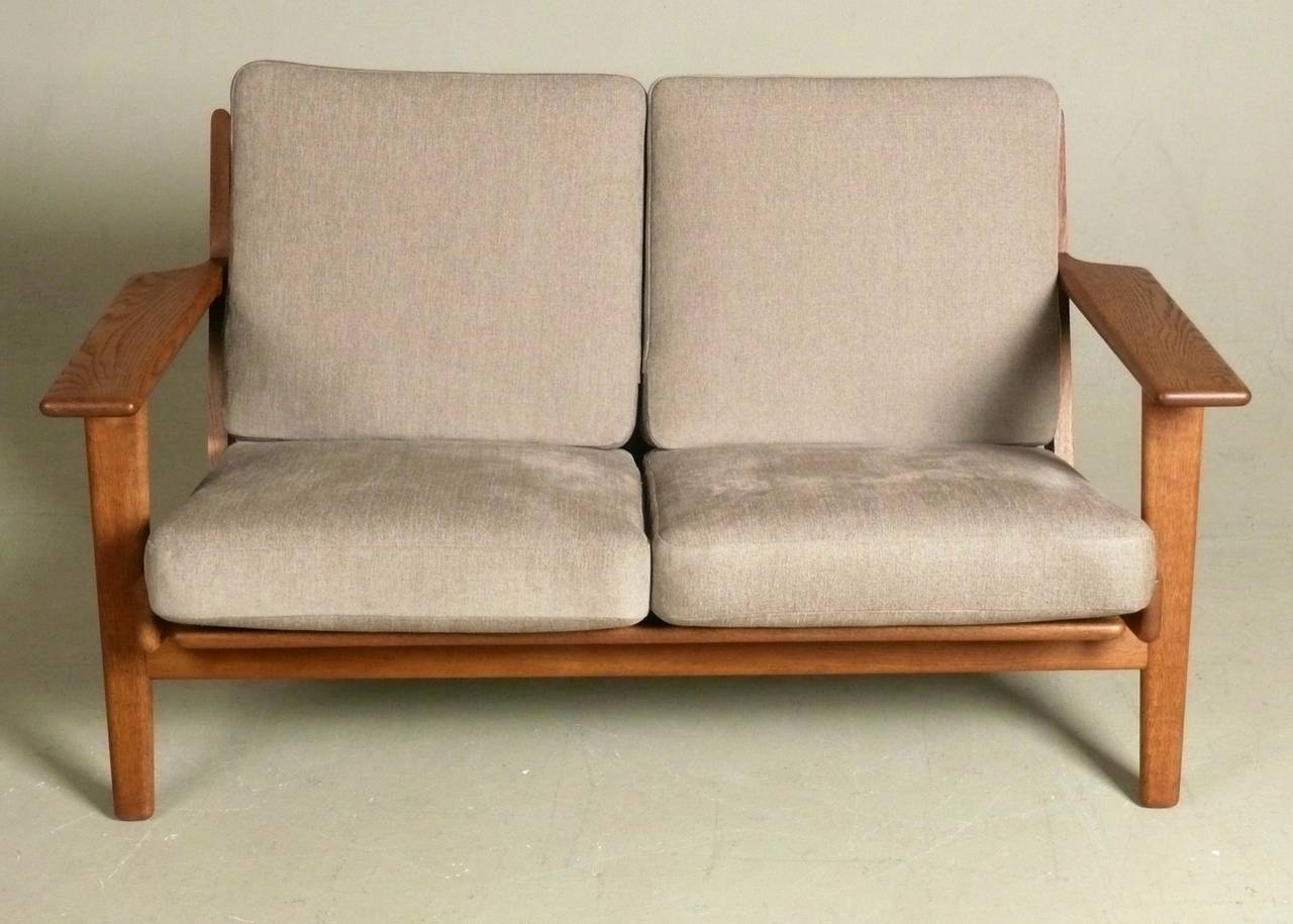 Mid-Century Modern 1950s Oak Frame Settee designed by Hans Wegner for Getama, Denmark