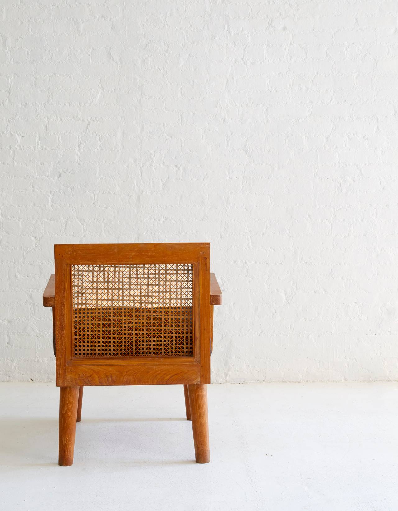Mid-20th Century French Teak and Cane Lounge Chairs