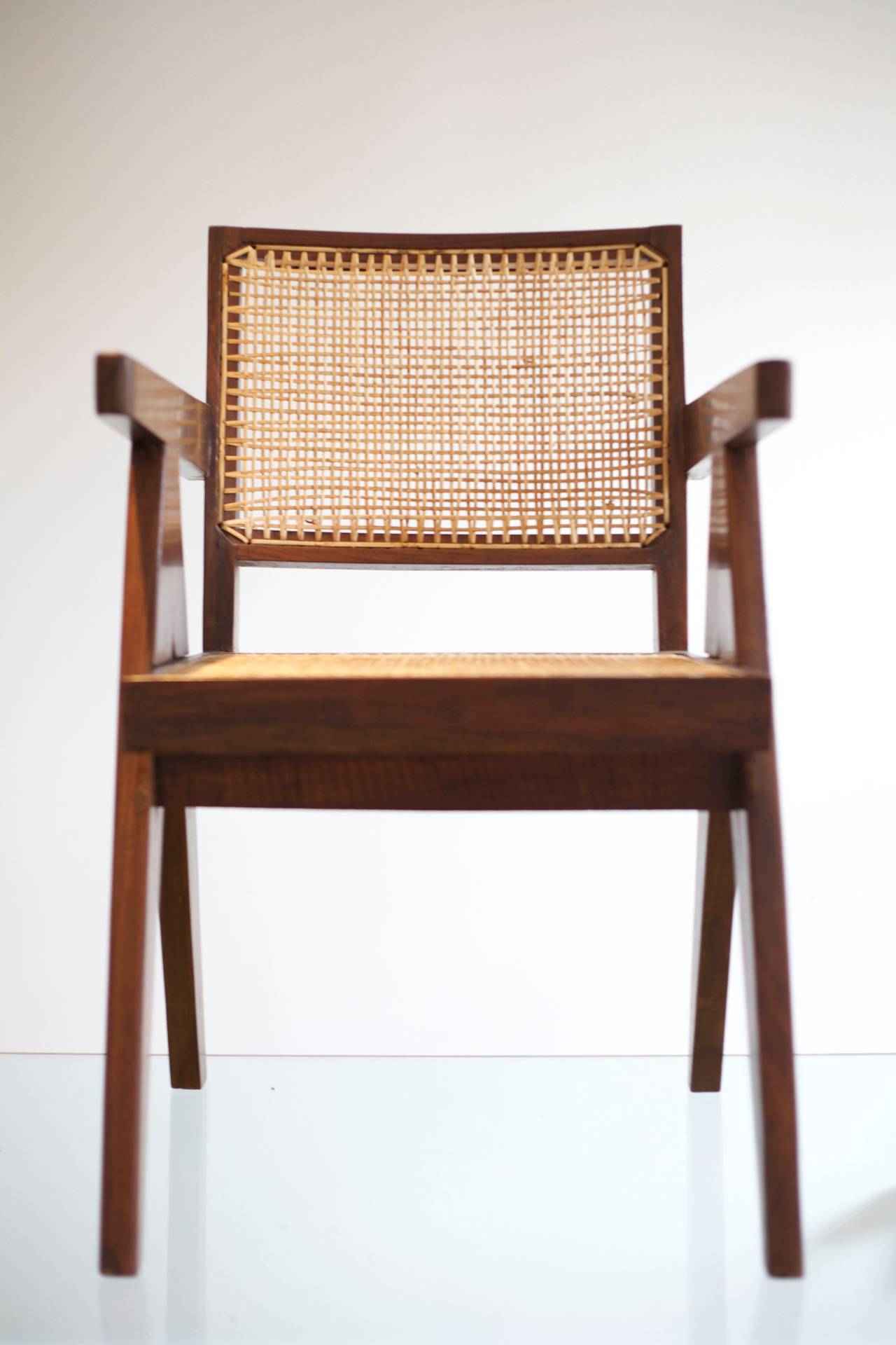 Mid-Century Modern Set of Six Pierre Jeanneret Office Armchairs