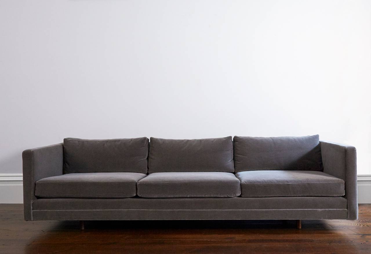 Harvey Probber Tuxedo Sofa At 1stdibs The Three Seat Sofa By Harvey Probber Reupholstered In Mohair