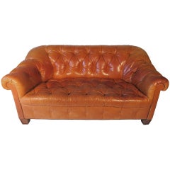 Vintage Leather Chesterfield Loveseat