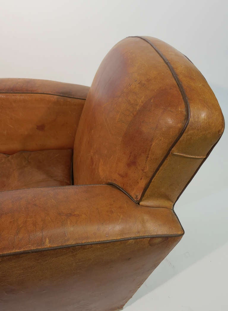 20th Century French Deco Leather Club Chair