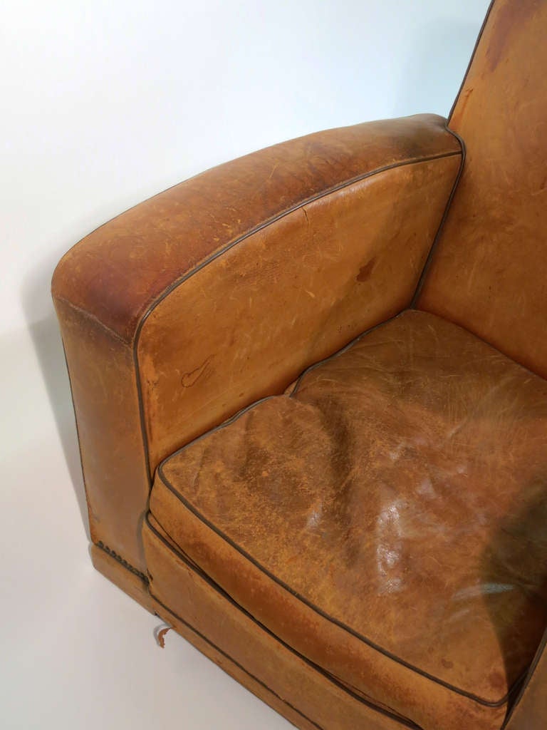 French Deco Leather Club Chair 1