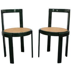 Unique Rounded Back Green Lacquer Chairs