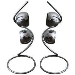 Pair, Chrome Swirl Lamps