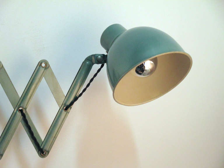 Industrial Green Enamel Vintage Accordion Wall Lamp