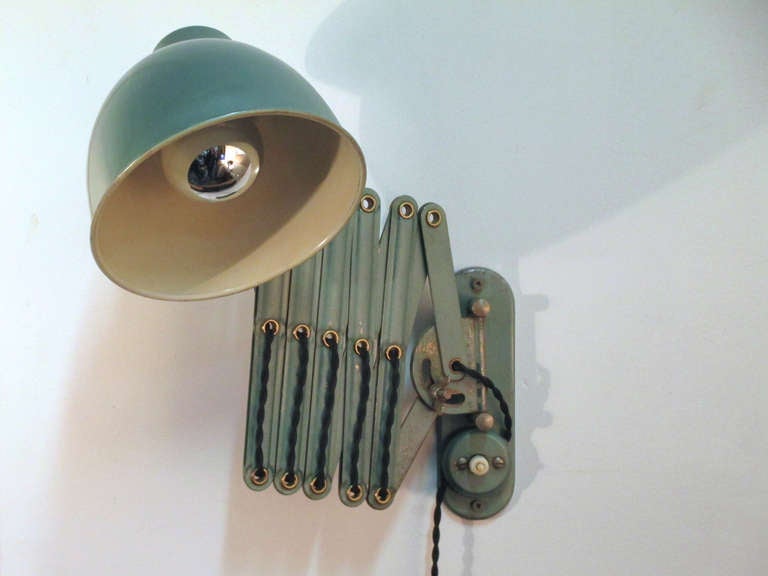 20th Century Green Enamel Vintage Accordion Wall Lamp