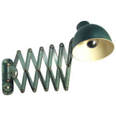 Green Enamel Vintage Accordion Wall Lamp