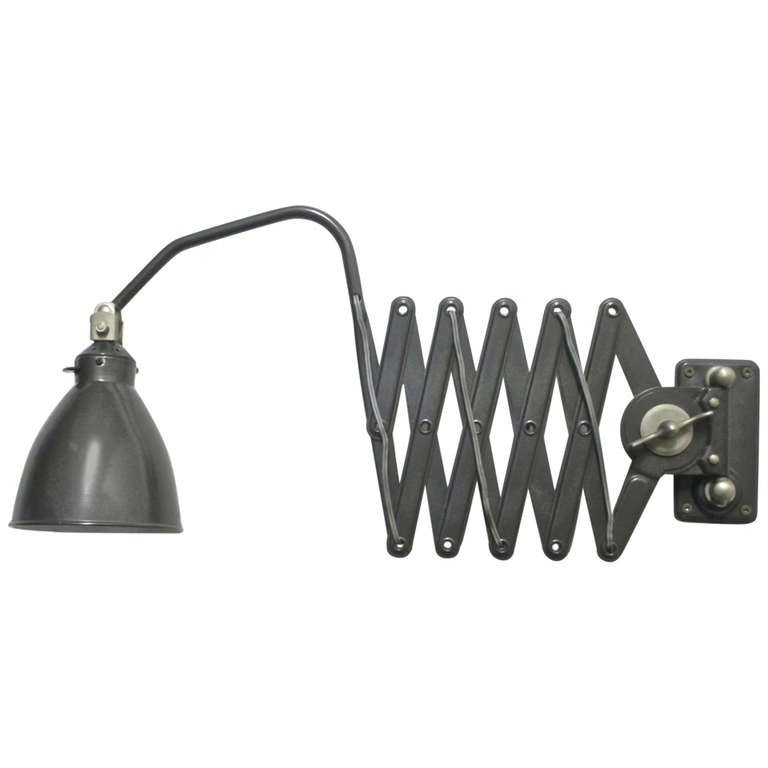 Vintage Black Enamel Accordion Wall Lamp at 1stdibs