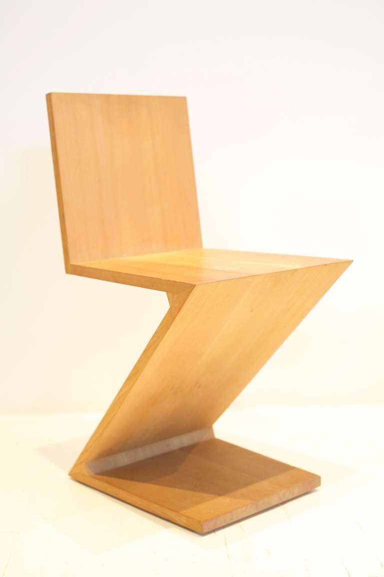 Late 20th Century Gerrit Rietveld Zig-Zag Chair