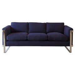 Chrome Flat Bar Sofa by Milo Baughman