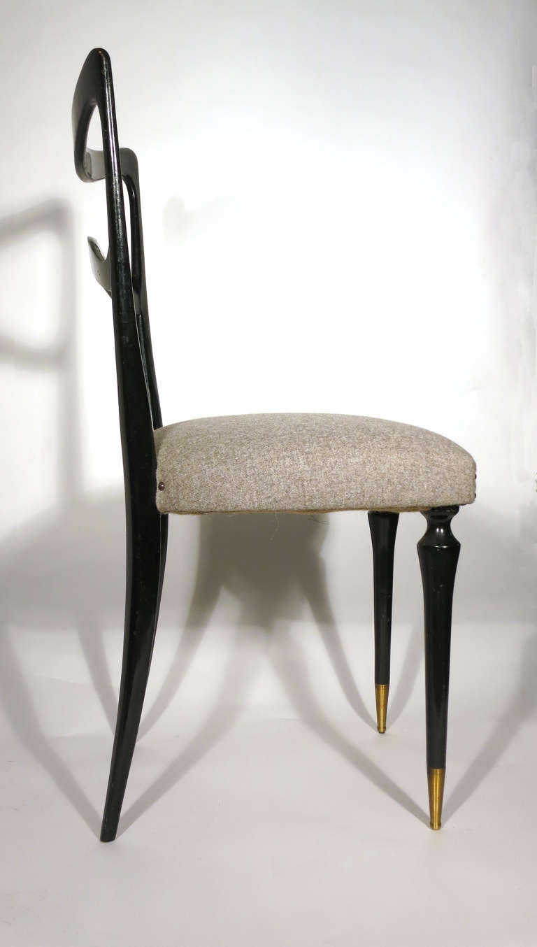 Set of 6 Ebonized Wood Dining Chairs Attributed to Guglielmo Ulrich at