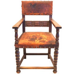 Spanish Revival Leather Throne