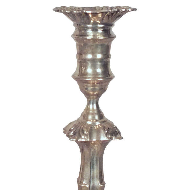 Baroque Pair of English Sterling Silver Candlesticks